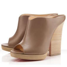 Pantofi Christian Louboutin Roche Mule Peep Toe cu toc înalt, culoare Oyster