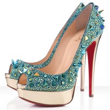 Pantofi cu toc înalt Christian Louboutin Very Mix 140mm, cu vârf deschis, verzi Pantofi cu toc înalt Christian Louboutin Very Mix 140mm, cu vârf deschis, verzi