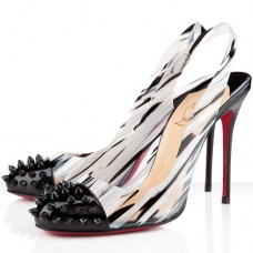 Pantofi Christian Louboutin Epoca 100mm Slingbacks Negri/Albi