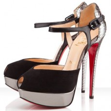 Sandale Christian Louboutin Nr. 299 140mm Negre/Argintiu
